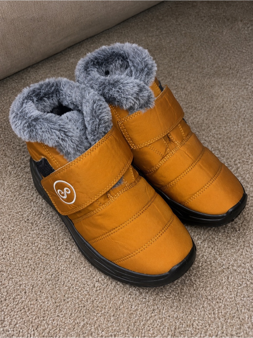Mustard Yellow Faux Fur Lined Winter Slip-On Boots